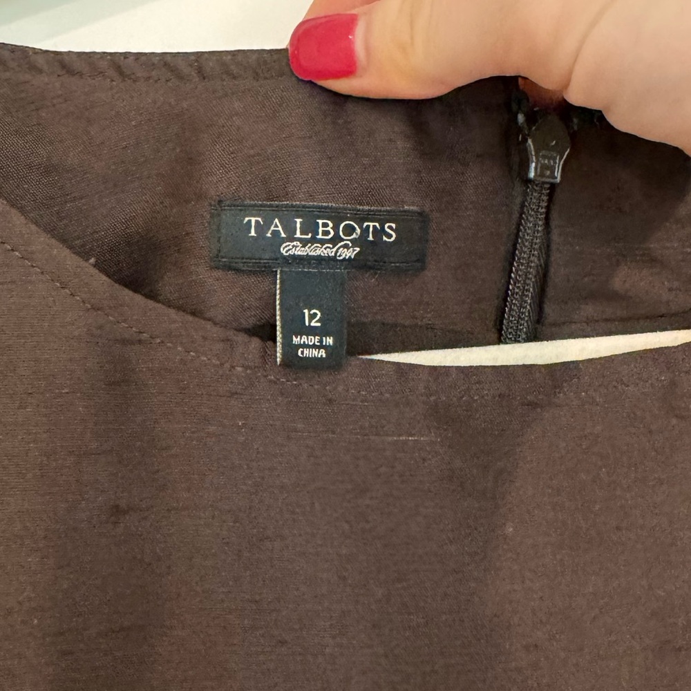 Talbots Silk Brown Sleeveless Dress - Picture 2 of 5